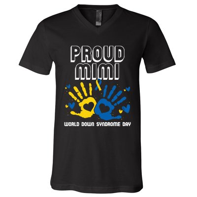 Proud Mimi Of Down Syndrome Family Awareness Matching V-Neck T-Shirt