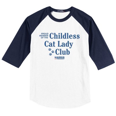 Proud Member Of The Childless Cat Lady Club Harris For President 2024 Baseball Sleeve Shirt