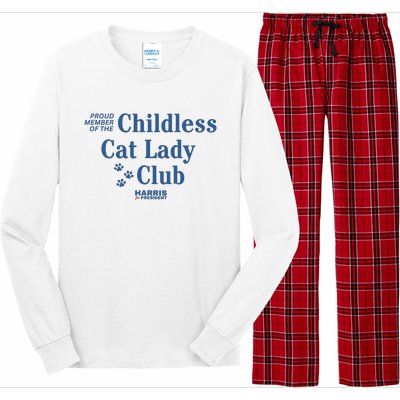 Proud Member Of The Childless Cat Lady Club Harris For President 2024 Long Sleeve Pajama Set