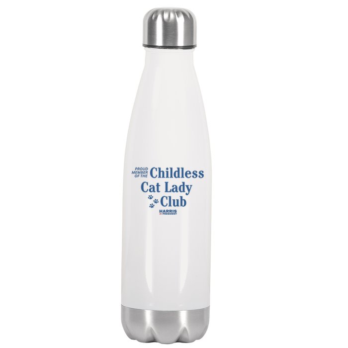 Proud Member Of The Childless Cat Lady Club Harris For President 2024 Stainless Steel Insulated Water Bottle