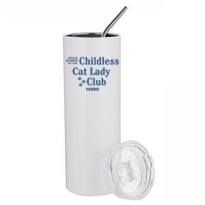 Proud Member Of The Childless Cat Lady Club Harris For President 2024 Stainless Steel Tumbler