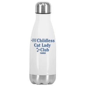 Proud Member Of The Childless Cat Lady Club Harris For President 2024 Stainless Steel Insulated Water Bottle