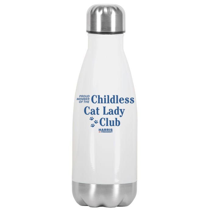 Proud Member Of The Childless Cat Lady Club Harris For President 2024 Stainless Steel Insulated Water Bottle