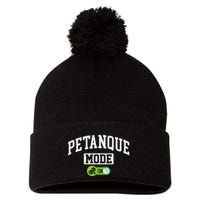 Petanque Mode On Funny Boules Petanque Player Coach Pom Pom 12in Knit Beanie