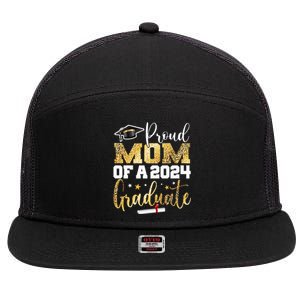 Proud Mom Of A 2024 Graduate Class Senior Graduation Mother 7 Panel Mesh Trucker Snapback Hat