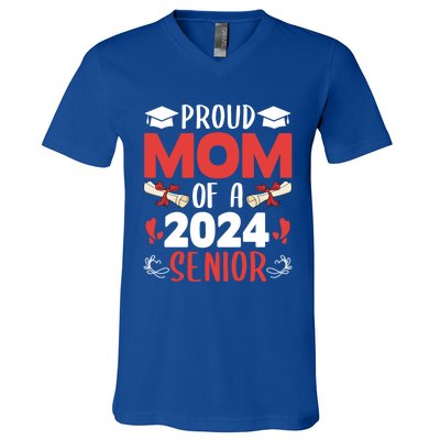 Proud Mom Of A 2024 Senior Cute Gift Graduation 2024 Mommy Gift Cute Gift V-Neck T-Shirt