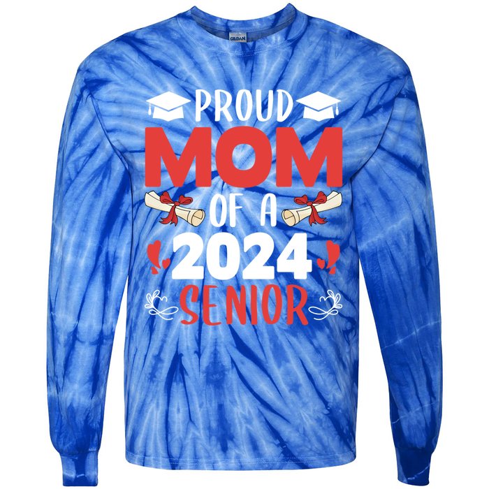 Proud Mom Of A 2024 Senior Cute Gift Graduation 2024 Mommy Gift Cute Gift Tie-Dye Long Sleeve Shirt