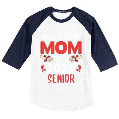 Proud Mom Of A 2024 Senior Cute Gift Graduation 2024 Mommy Gift Cute Gift Baseball Sleeve Shirt