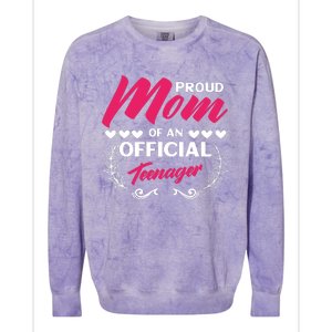 Proud Mom Of An Official Teenager 13th Birthday Party Colorblast Crewneck Sweatshirt