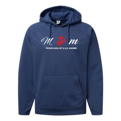 Proud Mom Of A U S Marine Gift Performance Fleece Hoodie