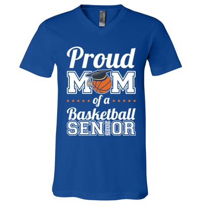 Proud Mom Of A Basketball Senior 2025 Gift V-Neck T-Shirt