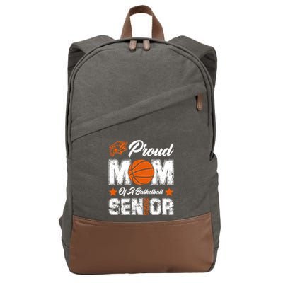 Proud Mom Of A Basketball Senior Class Of 2025 Graduation Cool Gift Cotton Canvas Backpack