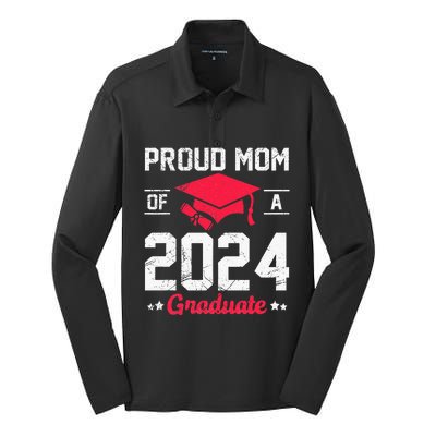 Proud Mom Of A Class Of 2024 Graduate Senior Silk Touch Performance Long Sleeve Polo