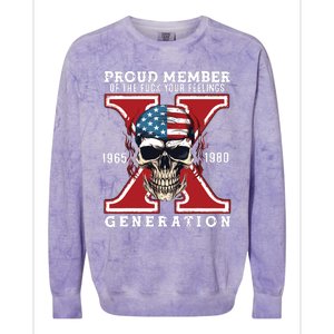 Proud Member Of The Fuck Your Feelings Gen X Horror Skull Colorblast Crewneck Sweatshirt