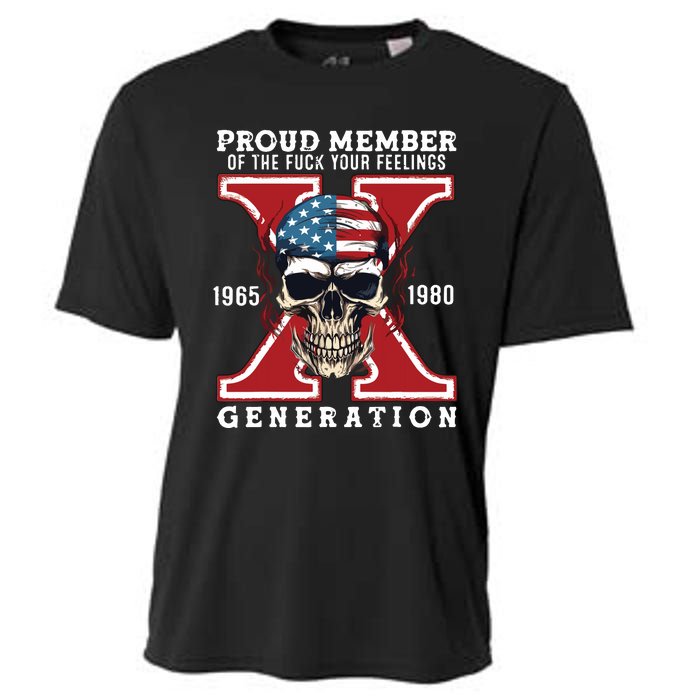 Proud Member Of The Fuck Your Feelings Gen X Horror Skull Cooling Performance Crew T-Shirt