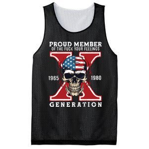 Proud Member Of The Fuck Your Feelings Gen X Horror Skull Mesh Reversible Basketball Jersey Tank