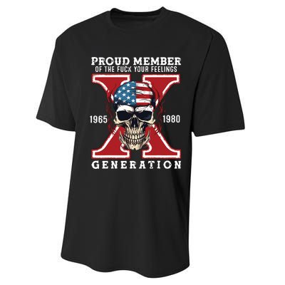 Proud Member Of The Fuck Your Feelings Gen X Horror Skull Performance Sprint T-Shirt