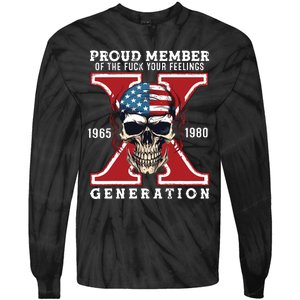 Proud Member Of The Fuck Your Feelings Gen X Horror Skull Tie-Dye Long Sleeve Shirt