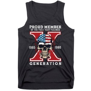 Proud Member Of The Fuck Your Feelings Gen X Horror Skull Tank Top