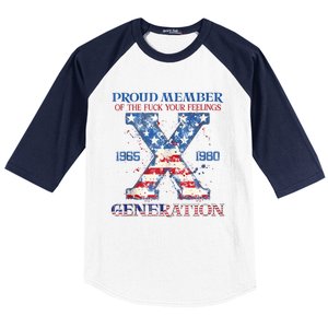 Proud Member Of The Fuck Your Feelings Gen X Usa 4th Of July Baseball Sleeve Shirt