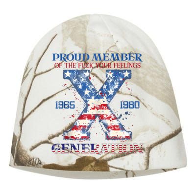 Proud Member Of The Fuck Your Feelings Gen X Usa 4th Of July Kati - Camo Knit Beanie