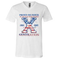 Proud Member Of The Fuck Your Feelings Gen X Usa 4th Of July V-Neck T-Shirt