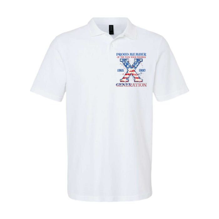 Proud Member Of The Fuck Your Feelings Gen X Usa 4th Of July Softstyle Adult Sport Polo