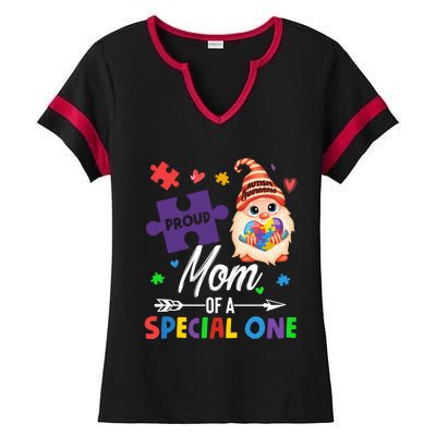 Proud Mom Of A Special One Puzzle Gnome Autism Awareness Meaningful Gift Ladies Halftime Notch Neck Tee