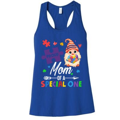 Proud Mom Of A Special One Puzzle Gnome Autism Awareness Meaningful Gift Women's Racerback Tank