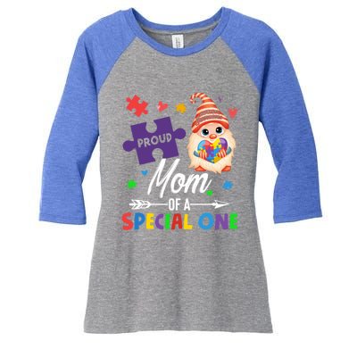 Proud Mom Of A Special One Puzzle Gnome Autism Awareness Meaningful Gift Women's Tri-Blend 3/4-Sleeve Raglan Shirt