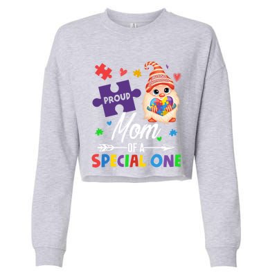 Proud Mom Of A Special One Puzzle Gnome Autism Awareness Meaningful Gift Cropped Pullover Crew