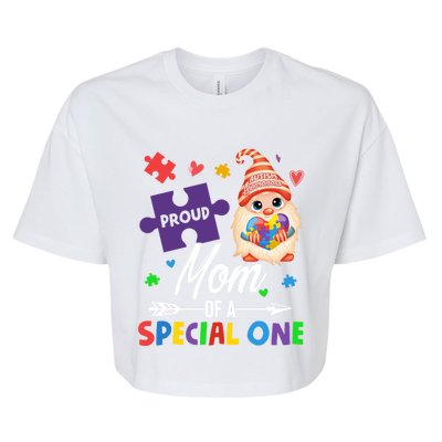 Proud Mom Of A Special One Puzzle Gnome Autism Awareness Meaningful Gift Bella+Canvas Jersey Crop Tee