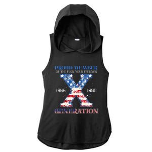 Proud Member Of The Fuck Your Feelings Gen X Usa Ladies PosiCharge Tri-Blend Wicking Draft Hoodie Tank