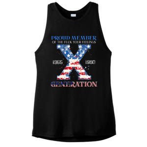 Proud Member Of The Fuck Your Feelings Gen X Usa Ladies PosiCharge Tri-Blend Wicking Tank