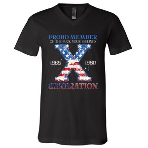 Proud Member Of The Fuck Your Feelings Gen X Usa V-Neck T-Shirt