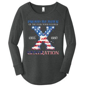 Proud Member Of The Fuck Your Feelings Gen X Usa Women's Perfect Tri Tunic Long Sleeve Shirt