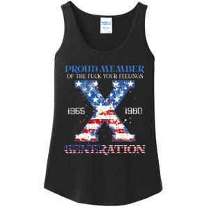 Proud Member Of The Fuck Your Feelings Gen X Usa Ladies Essential Tank