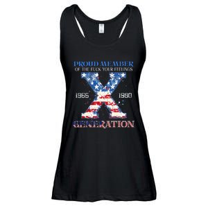 Proud Member Of The Fuck Your Feelings Gen X Usa Ladies Essential Flowy Tank