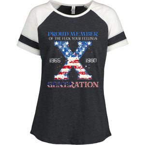 Proud Member Of The Fuck Your Feelings Gen X Usa Enza Ladies Jersey Colorblock Tee