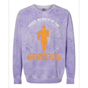 Proud Member Of The 100 Mile Club Ultra Run Trail Running Colorblast Crewneck Sweatshirt