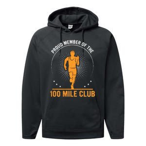 Proud Member Of The 100 Mile Club Ultra Run Trail Running Performance Fleece Hoodie