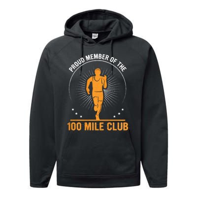 Proud Member Of The 100 Mile Club Ultra Run Trail Running Performance Fleece Hoodie