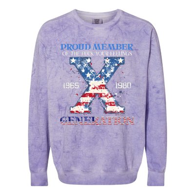 Proud Member Of The Fuck Your Feelings Gen X Usa 4th Of July Colorblast Crewneck Sweatshirt