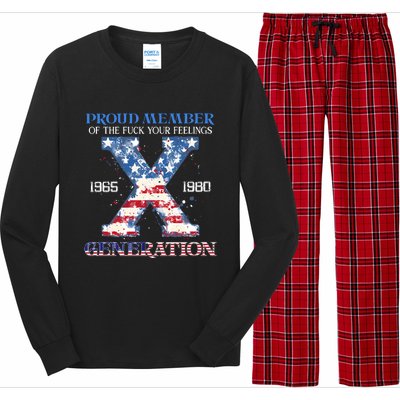 Proud Member Of The Fuck Your Feelings Gen X Usa 4th Of July Long Sleeve Pajama Set