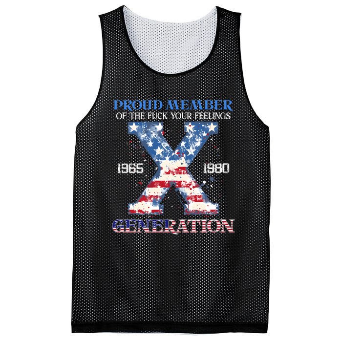 Proud Member Of The Fuck Your Feelings Gen X Usa 4th Of July Mesh Reversible Basketball Jersey Tank