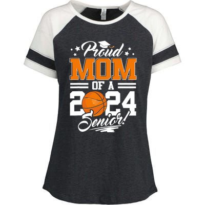 Proud Mom Of A 2024 Senior Basketball Enza Ladies Jersey Colorblock Tee