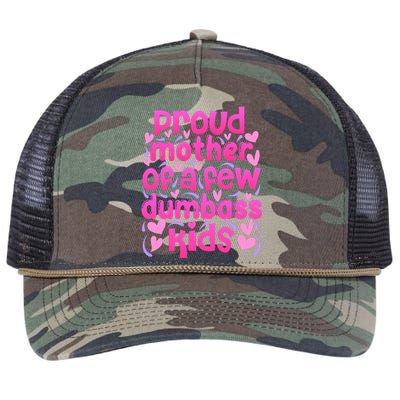 Proud Mom Of A Few Dumbass Children Retro Rope Trucker Hat Cap