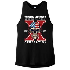 Proud Member Of The Fuck Your Feelings Gen X Horror Skull Ladies PosiCharge Tri-Blend Wicking Tank