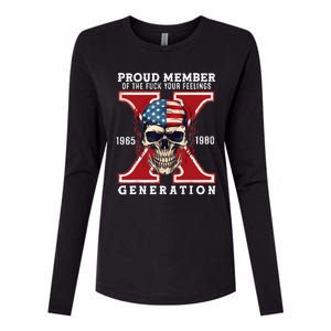 Proud Member Of The Fuck Your Feelings Gen X Horror Skull Womens Cotton Relaxed Long Sleeve T-Shirt