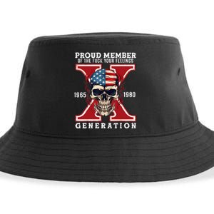 Proud Member Of The Fuck Your Feelings Gen X Horror Skull Sustainable Bucket Hat